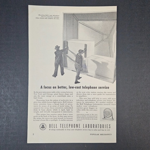 1950 AT&T American Telegraph Bell Telephone Laboratories Vintage Print Ad Lens‎